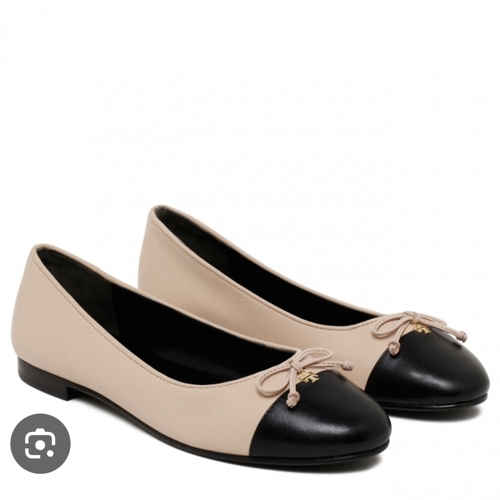 Tory Burch Two-Tone Flats with Bow Accent